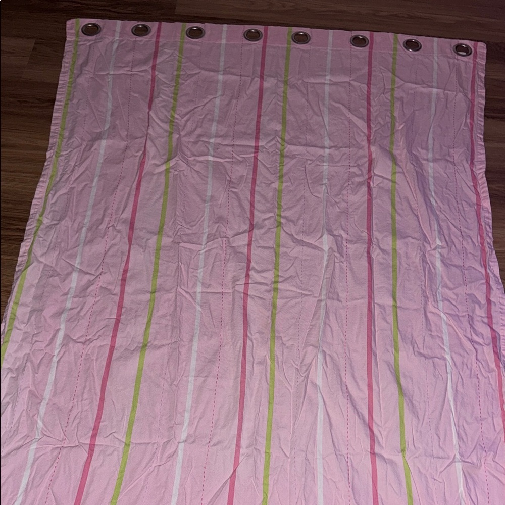 Pink and Green Striped Curtains- 2 panels